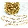 Chaine Grande maille rectangle 6.6 par 4mm, Acier Inoxydable 304, finition Doré à l'or fin 18K