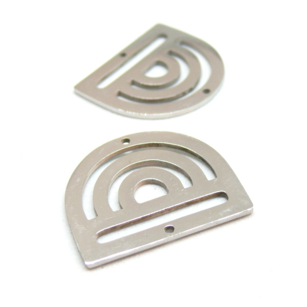 Pendentifs, Connecteurs Arche, Arc en ciel 20mm, Acier Inoxydable finition Argenté