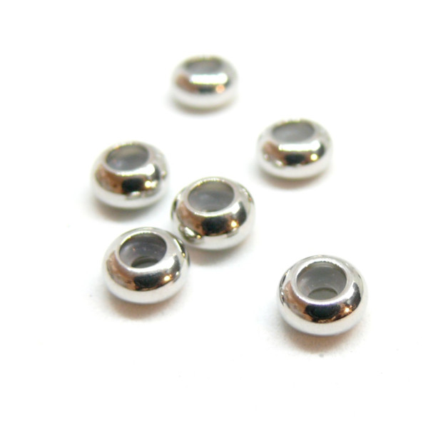 Perles Stopper 8 par 3.5mm avec trou 2mm, Acier Inoxydable 304 finition Argenté