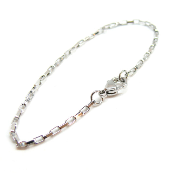 Bracelets Maille Vénitienne 3.5 par 2mm, Acier Inoxydable 316, finition Argent Platine