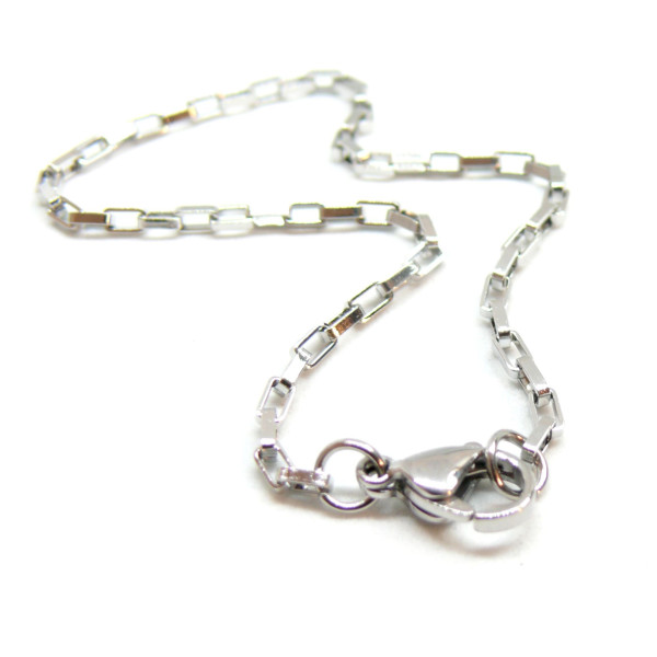 Bracelets Maille Vénitienne 3.5 par 2mm, Acier Inoxydable 316, finition Argent Platine