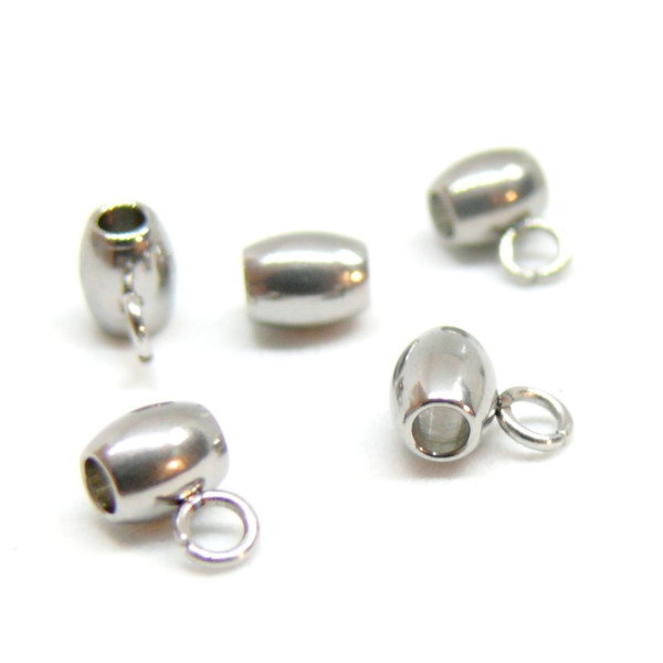 Bélières, attache pendentif  7 par 5 mm, Acier Inoxydable 304 finition Argenté