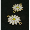 Connecteur Marguerite, résine émaillée Blanc, Acier Inoxydable 304, finition Doré, placage IONIQUE