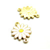 Connecteur Marguerite, résine émaillée Blanc, Acier Inoxydable 304, finition Doré, placage IONIQUE