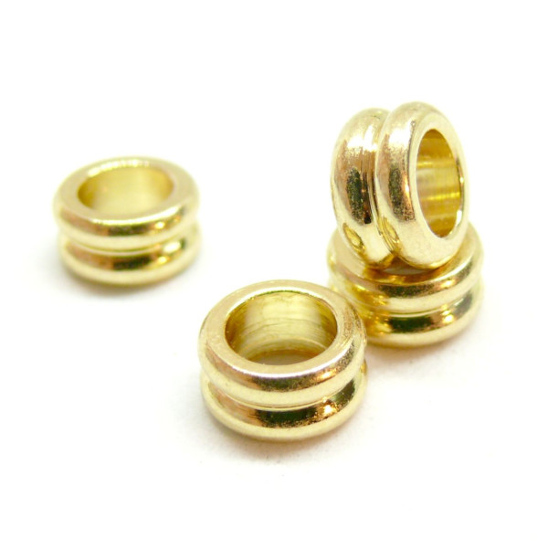 Perles Intercalaires, Rondelles Double 8 par 4mm, Acier Inoxydable 304, finition Doré à l'or fin 24K