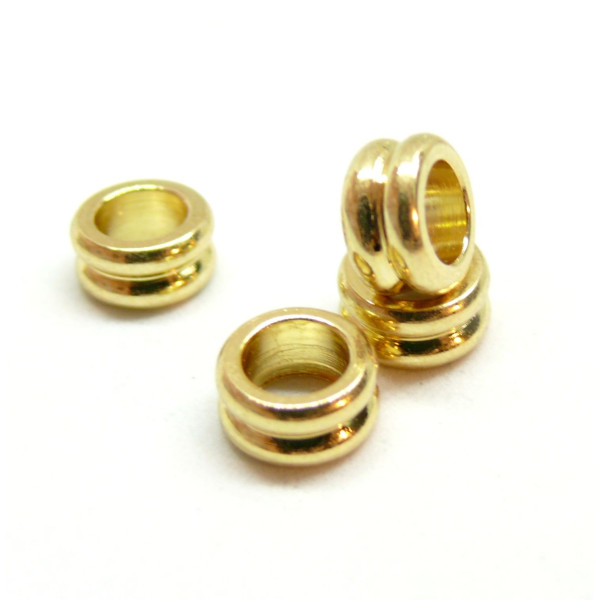 Perles Intercalaires, Rondelles Double 8 par 4mm, Acier Inoxydable 304, finition Doré à l'or fin 24K