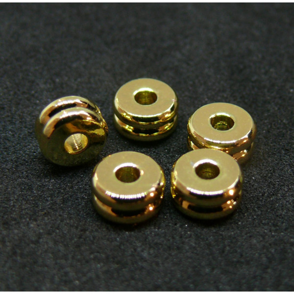 Perles Intercalaires, Rondelles 6 par 3mm, Laiton, finition Doré à l'or fin 18K