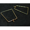 Boucles d'oreille Créoles Tiges, Trapèze 39 par 25mm, Laiton Doré à l'or fin 18K