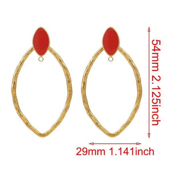 Boucles d'oreille, Puce 54mm avec anneaux d'attache et embouts Poussoirs, Acier Inoxydable 304, finition Doré