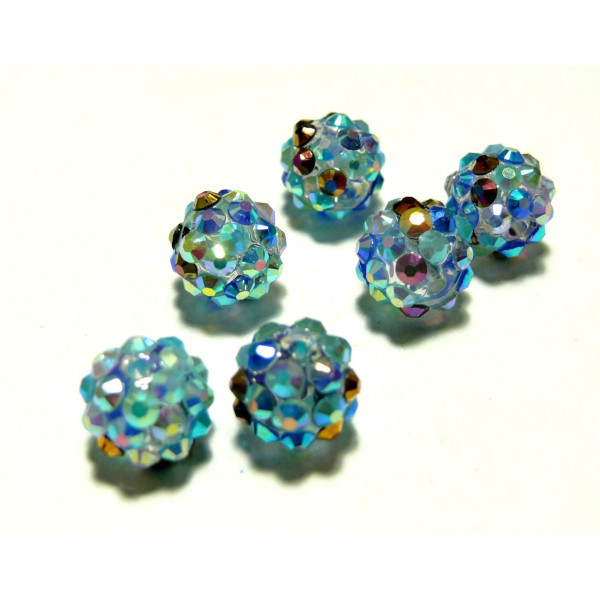 10 perles shambala bleu irise 12*13.5 mm