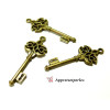 Pendentifs clé travaillées, laiton finition Bronze