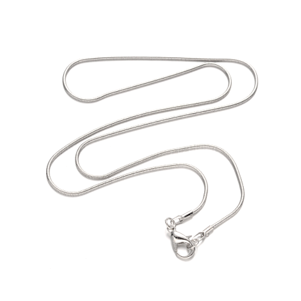 Colliers Chaîne Serpent 1mm – Longueur 40cm – Laiton Finition Argent Platine