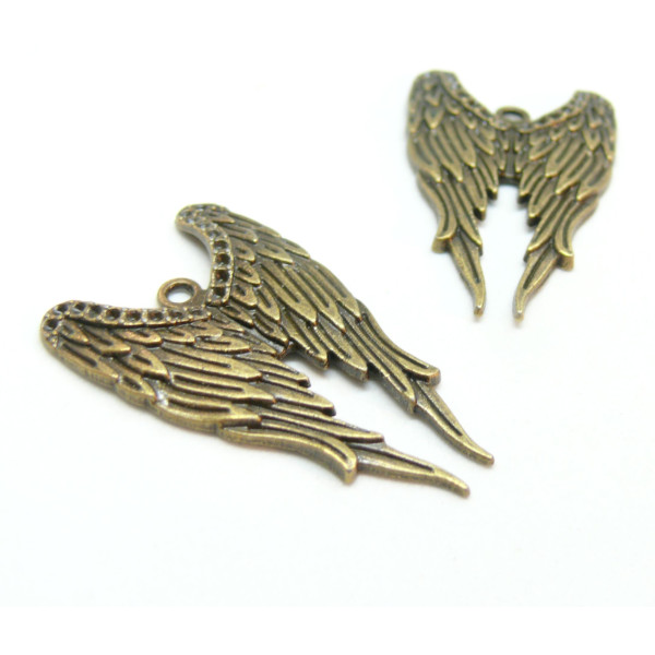 Pendentifs grandes Ailes d'ange, laiton finition Bronze
