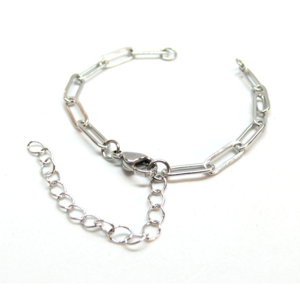 Bracelets Intercalaire, maille Rectangle, Acier Inoxydable 304 finition Argenté