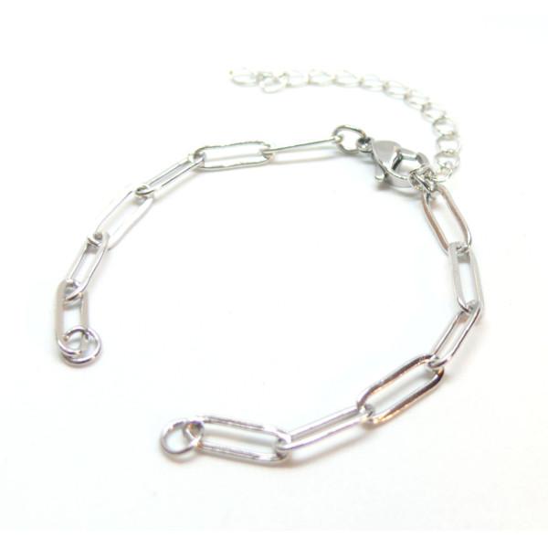 Bracelets Intercalaire, maille Rectangle, Acier Inoxydable 304 finition Argenté