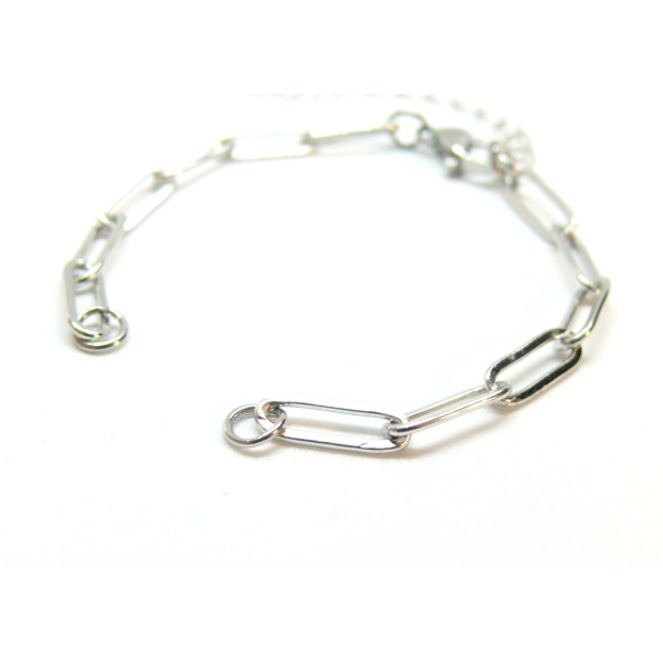 Bracelets Intercalaire, maille Rectangle, Acier Inoxydable 304 finition Argenté