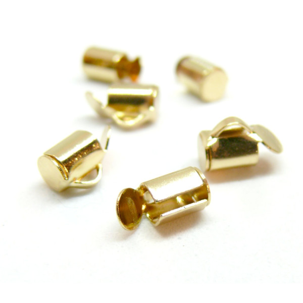 Embouts Pince Tubes 5.5mm Miyuki, Tissage, Chaine à Billes, Acier Inoxydable 304 finition Doré  à l'or fin 18K