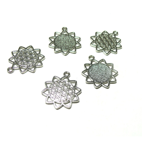 PAX 30 multiconnecteurs Rond Mandala  metal couleur Argent Antique S1198806