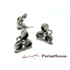 Boucles d'oreille, Puce fleur avec anneau d'attache, laiton finition Argent Antique