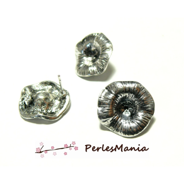2 paires de boucle d'oreille Puce fleur d'Arum Vieil argent