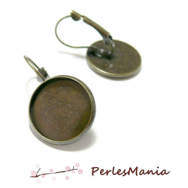 Supports de boucle d'oreille Dormeuse 20mm, Laiton couleur Bronze