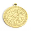 Pendentif Amulette, Médaille avec Oeil de la protection 18mm, Acier Inoxydable 304 Doré