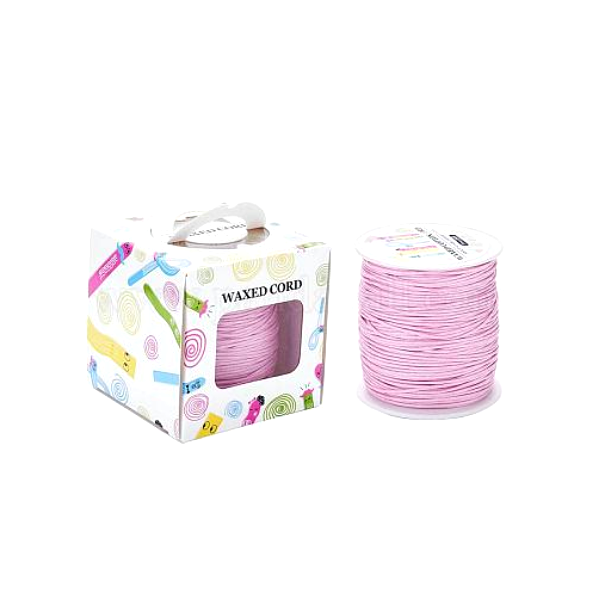 Bobine dans boite, d'environ 90 mètres, fil en coton ciré 1mm, Rose Clair coloris 134