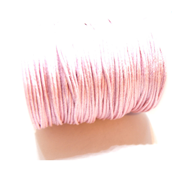 Bobine dans boite, d'environ 90 mètres, fil en coton ciré 1mm, Rose Clair coloris 134