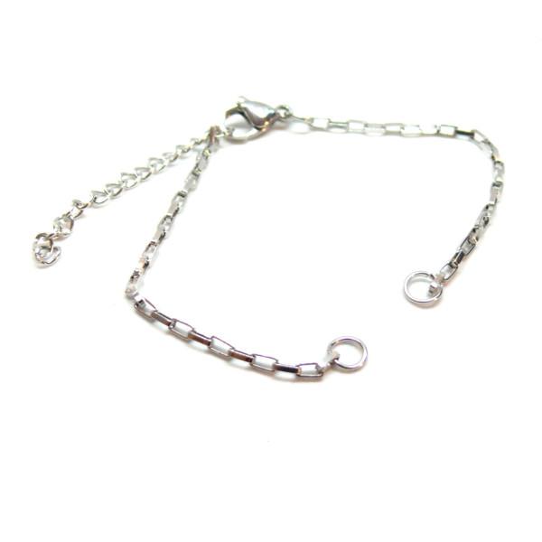 Bracelets Intercalaire, maille Rectangle, Acier Inoxydable 304 finition Argenté