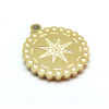Pendentifs, Médaillon avec Etoile 14 mm, Acier Inoxydable 304, finition Doré Placage IONIQUE