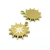Pendentifs, Soleil Etoile 13 mm, Acier Inoxydable 304, finition Doré Placage IONIQUE