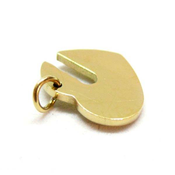 Pendentif Coeur avec anneau,  Acier Inoxydable 304, finition Doré, pour création de bijoux