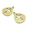 Pendentifs Croix dans Goutte 17mm, Acier Inoxydable 316, Doré à l'or fin 18K, Placage IONIQUE