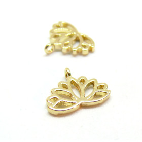 Pendentifs Fleurs de Lotus 12mm, Laiton Doré à l'or fin 18K