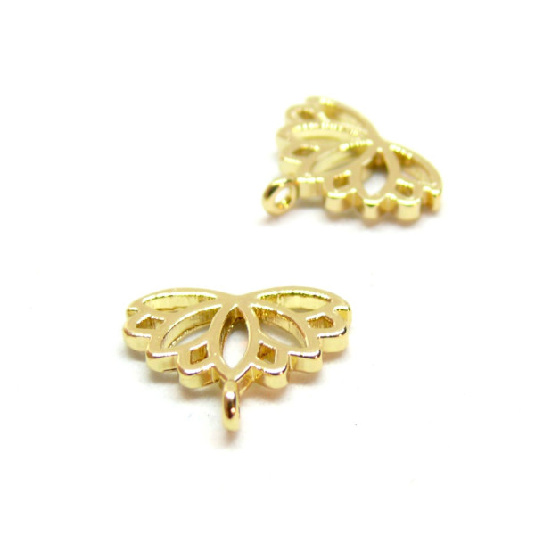 Pendentifs Fleurs de Lotus 12mm, Laiton Doré à l'or fin 18K