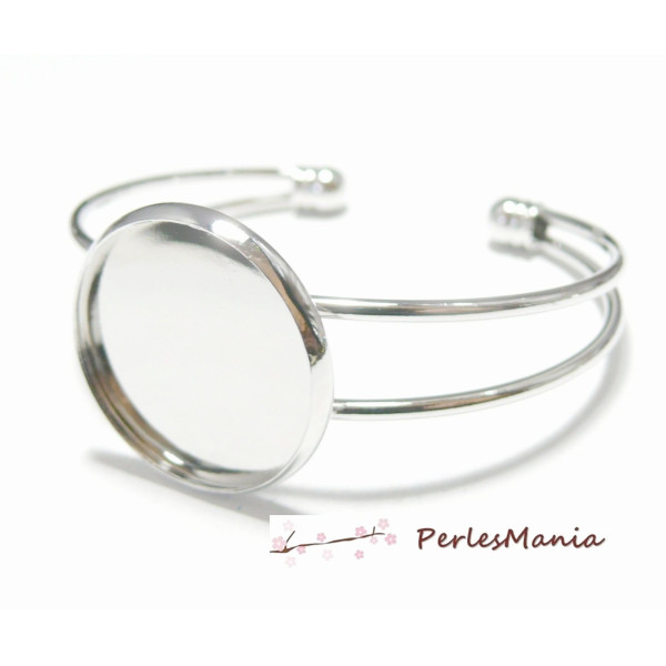 Support de bracelet 20mm, pour collage digitale pour cabochon 20mm, Laiton finition Argent Vif