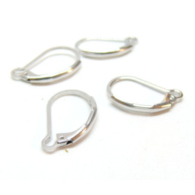 Boucles d'oreilles dormeuses 16.5mm avec attache ouverte,  Acier inoxydable 304, finition Argenté