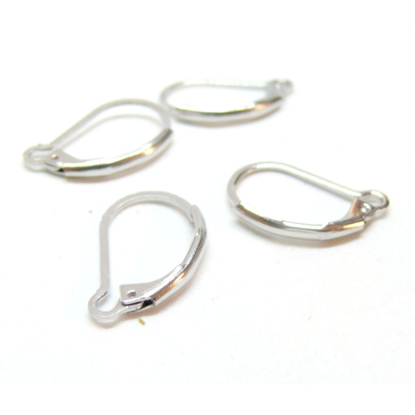 Boucles d'oreilles dormeuses 16.5mm avec attache ouverte,  Acier inoxydable 304, finition Argenté