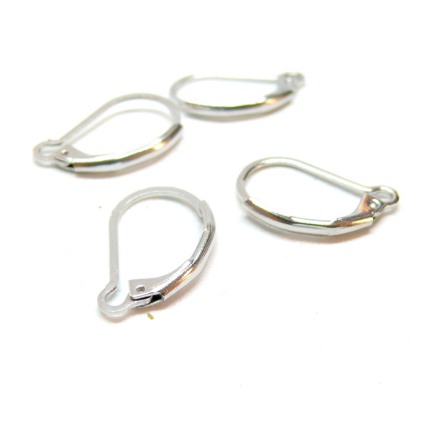 Boucles d'oreilles dormeuses 16.5mm avec attache ouverte,  Acier inoxydable 304, finition Argenté