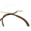 Colliers Ras de Cou,  Corde Cirée MARRON 2mm, avec chaine d'extension