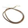 Colliers Ras de Cou,  Corde Cirée MARRON 2mm, avec chaine d'extension