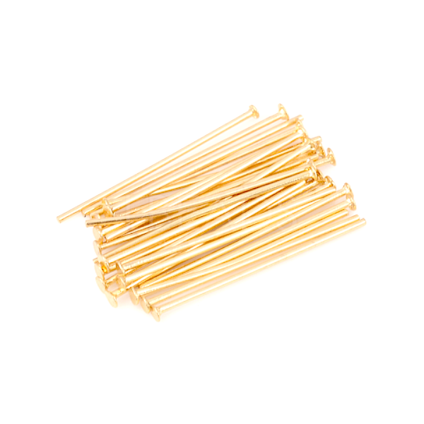 Tiges Clous, Tête plate 30 par 0.6 mm,  Acier Inoxydable 304, Doré à l'or fin 18K