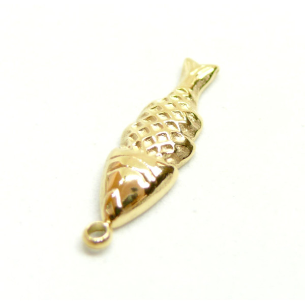 Pendentif Poisson 22.5mm, Acier Inoxydable 304, Doré à l'or Fin 18K, Placage IONIQUE