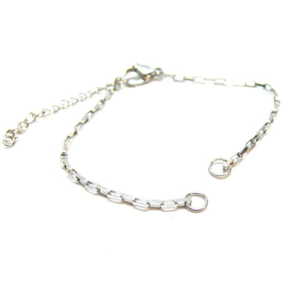 Bracelets Intercalaire, maille Rectangle, Acier Inoxydable 304 finition Argenté