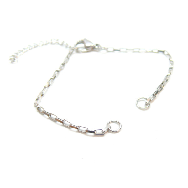 H11JB01063 – Lot de 2 ou 4 Bracelets Intercalaire Maille Rectangle Acier Inoxydable 304 Argenté