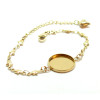 Support de Bracelet, maille Etoile, pour cabochon 16mm,  Acier Inoxydable 304, finition Doré, placage IONIQUE
