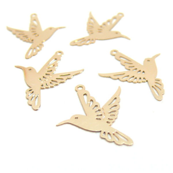 Estampes Oiseau Colibri 21mm – Laiton Finition Or Clair