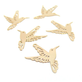 Estampes Oiseau Colibri 21mm – Laiton Finition Or Clair