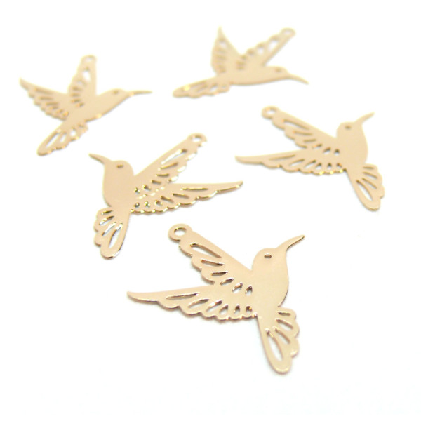 Estampes Oiseau Colibri 21mm – Laiton Finition Or Clair