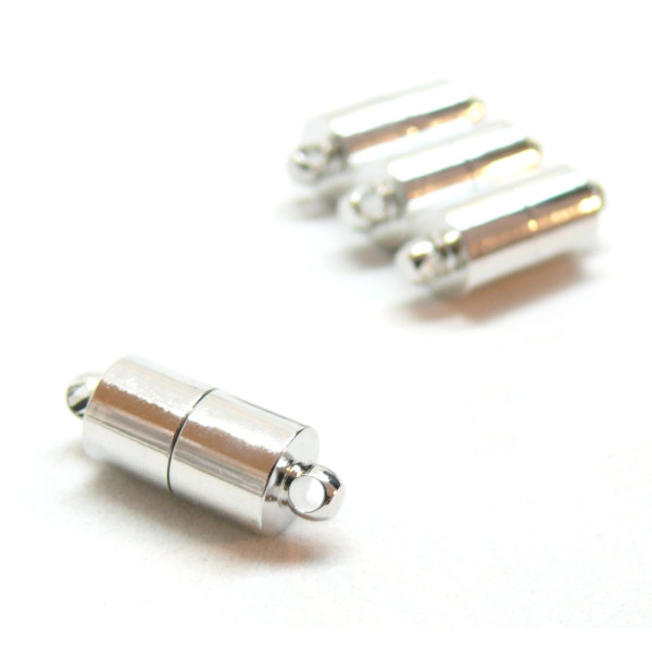 H11MC027 – Lot de 2 ou 4 Sets de Fermoirs Magnétiques Cylindre 16mm – Laiton Finition Argent Platine